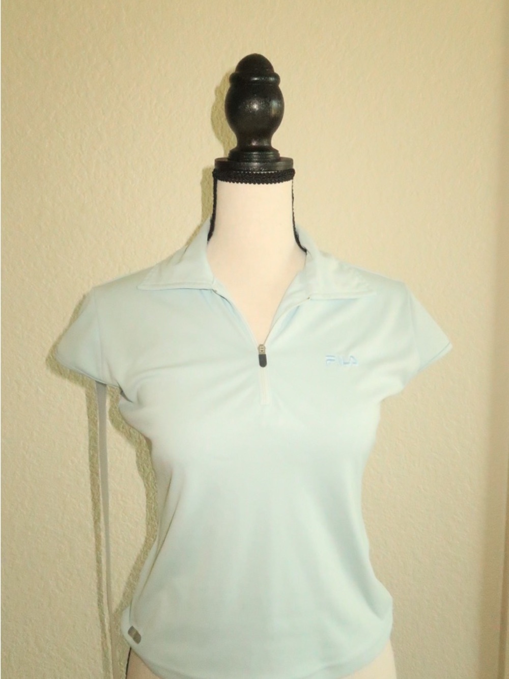 Fila Women's Light Blue Short Sleeve Zip Polo Top